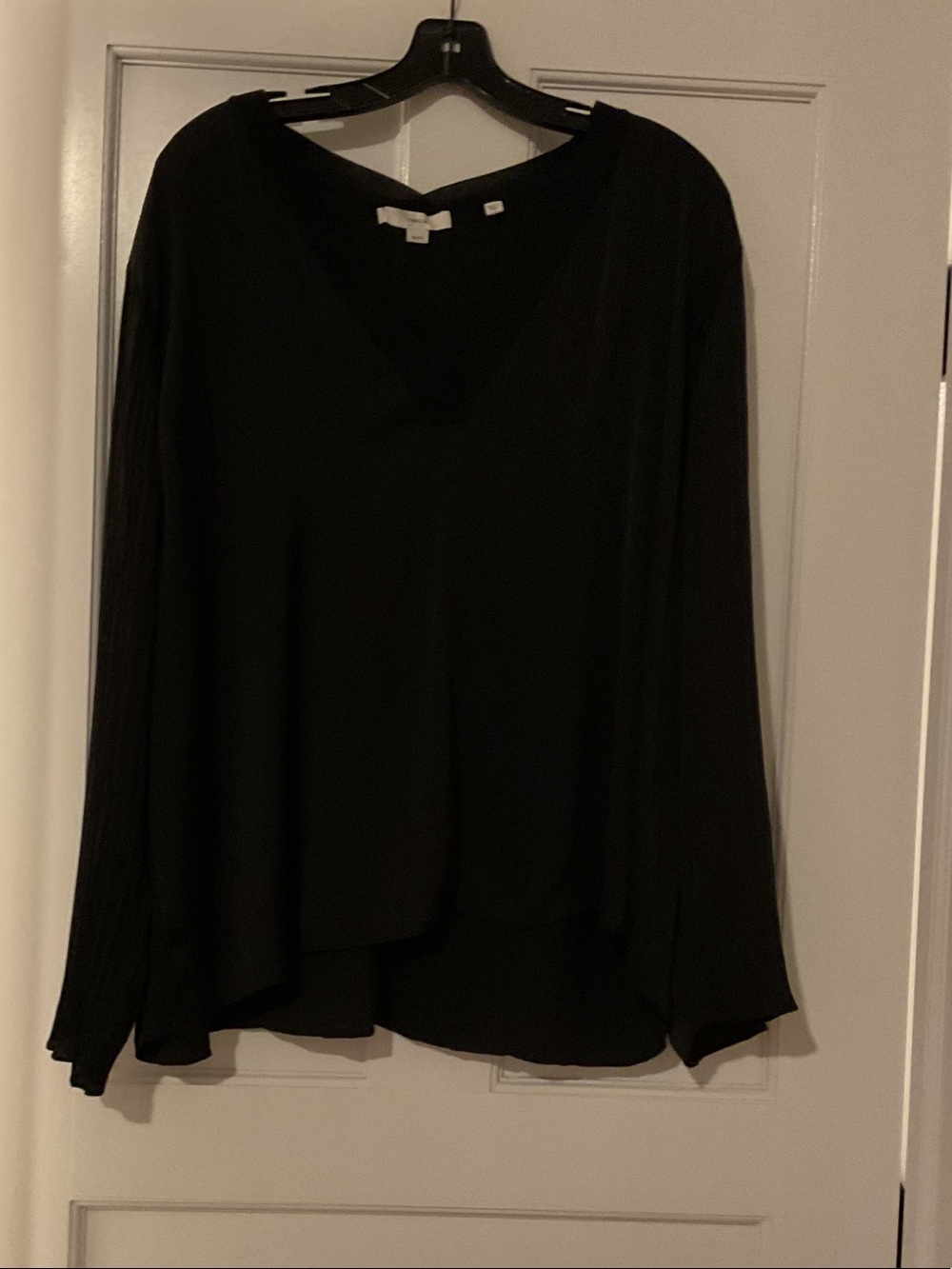Vince Black Long-Sleeve V-Neck Blouse